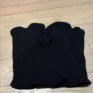 Aritzia Black Ribbed Scalloped Tube Top